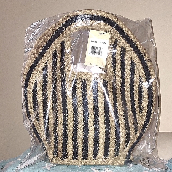 Magid Jute Tote Bag Petite/Medium (Blk/Wheat) NWT - Picture 3 of 13